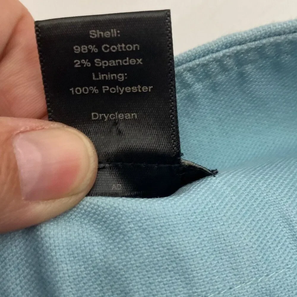 Ann Taylor Women's Light Blue Cotton Blend Solid Lined Pencil Skirt Size 8